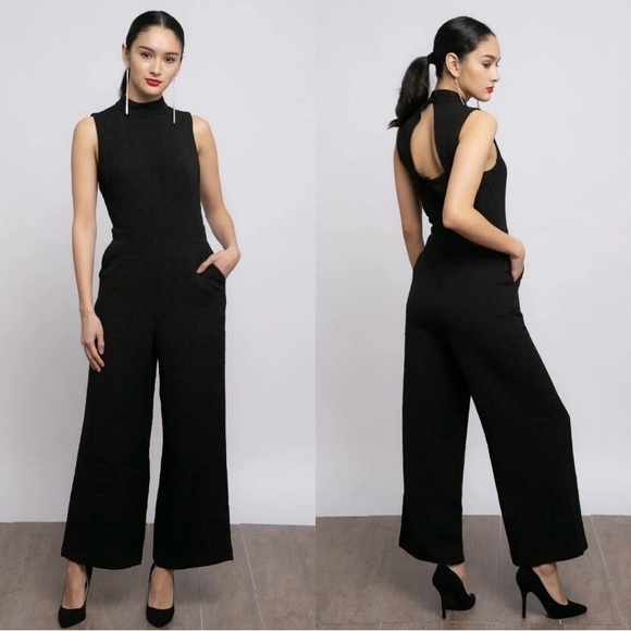 Anthropologie Pants - Anthropologie Eva Franco Charley Black Mock Neck Jumpsuit, size Large